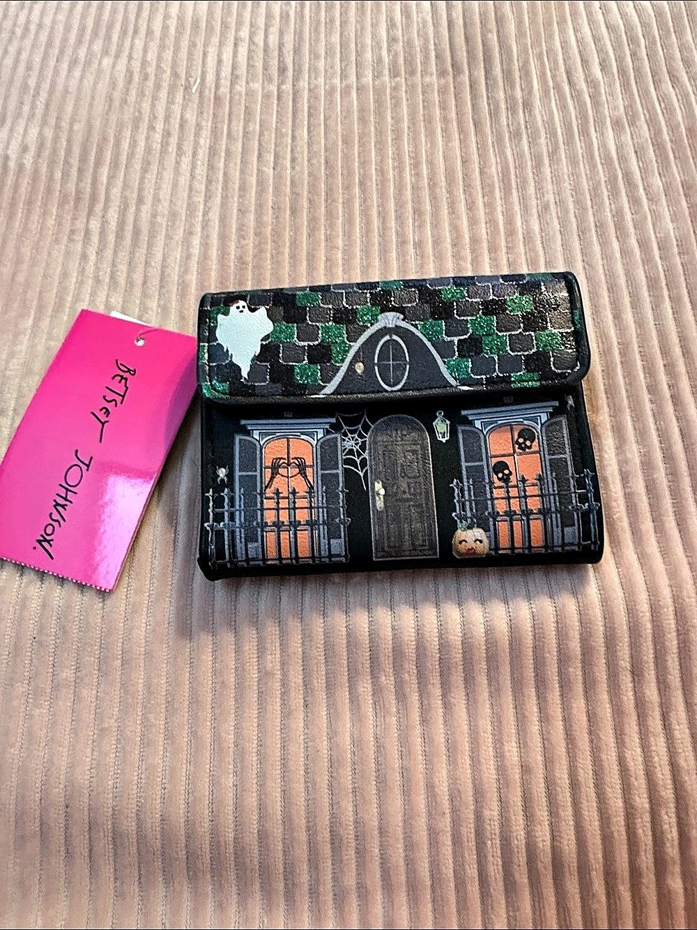 Betsey Johnson Boo & Breakfast Bifold Wallet Black & Green NWT